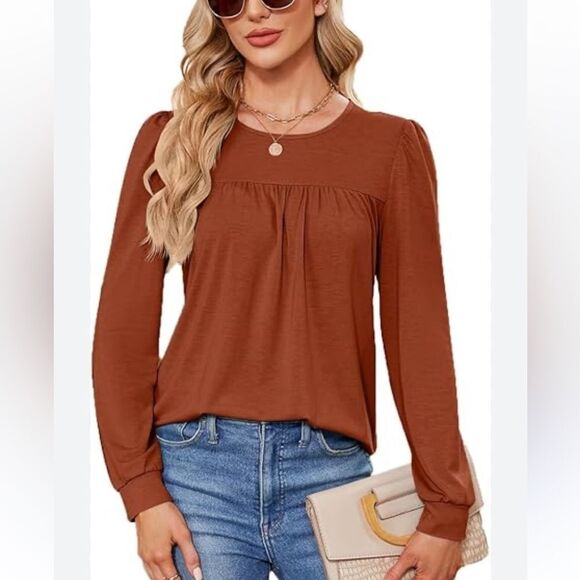 Scotch & Soda Chic satin Long Sleeve Brown/red Top, XS - Picture 1 of 11